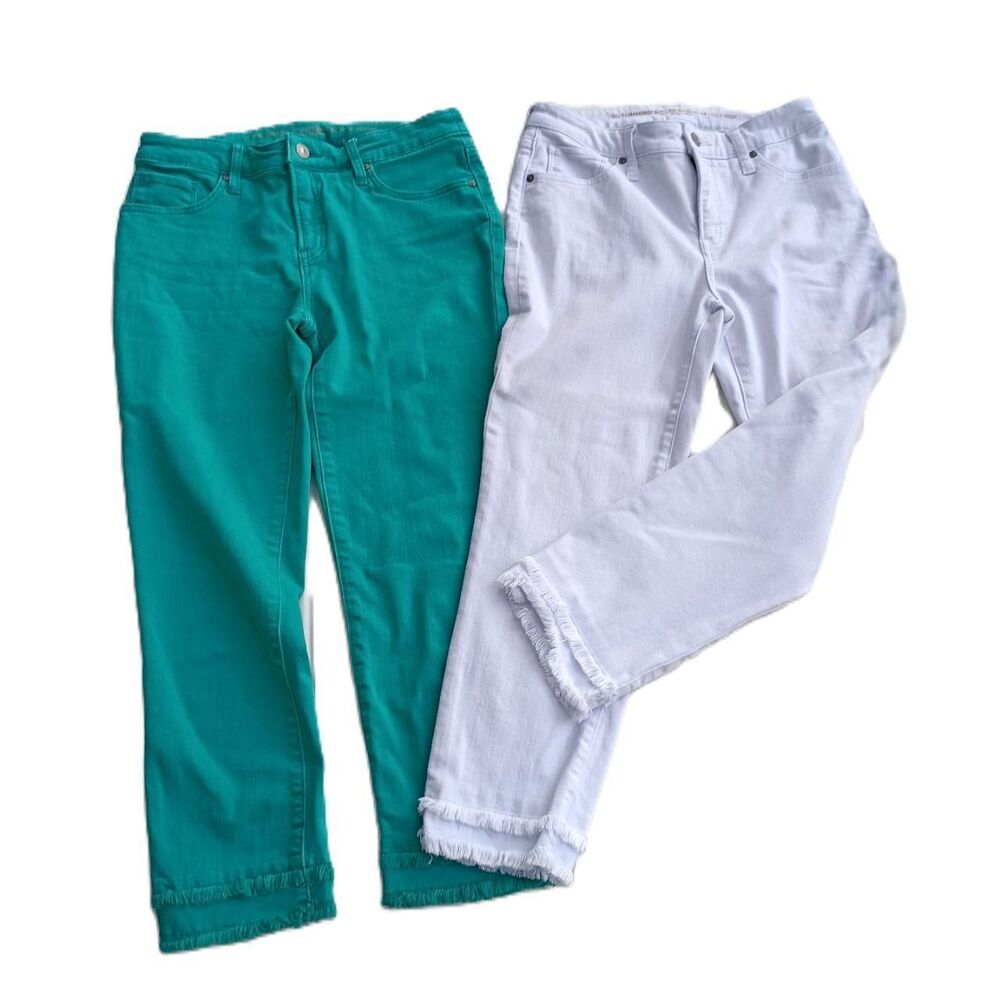 Chico's Women's 2 pairs of Pants: White and Green